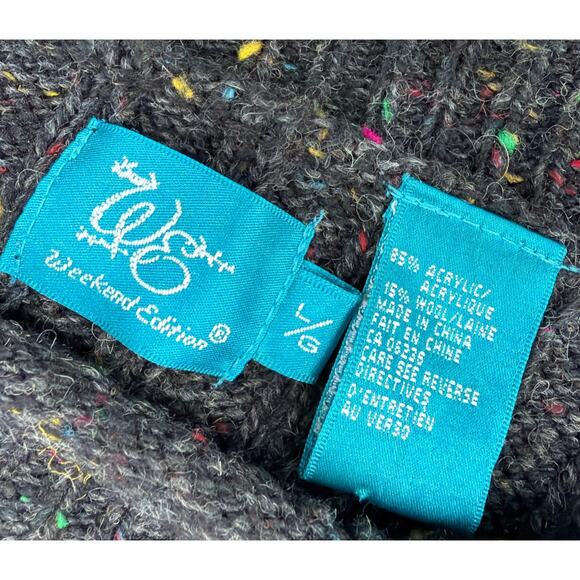 Weekend Edition Wool Blend Sweater Winter Large Womens Fun Fetti Gray - Picture 3 of 5